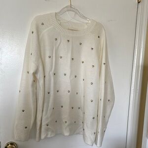 White Studded Women's Sweater